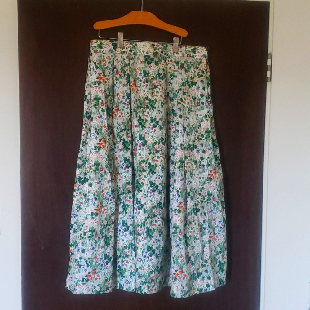 Floral cotton midi skirt